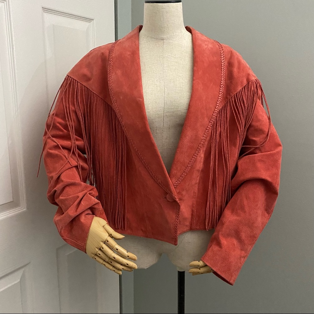 Cripple Creek 100% Leather Rust Color Twisted Fringe Jacket Size XXL